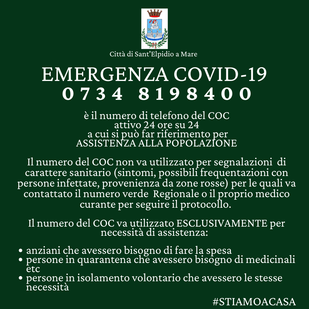 CORONAVIRUS - AGGIORNAMENTI - APERTURA COC