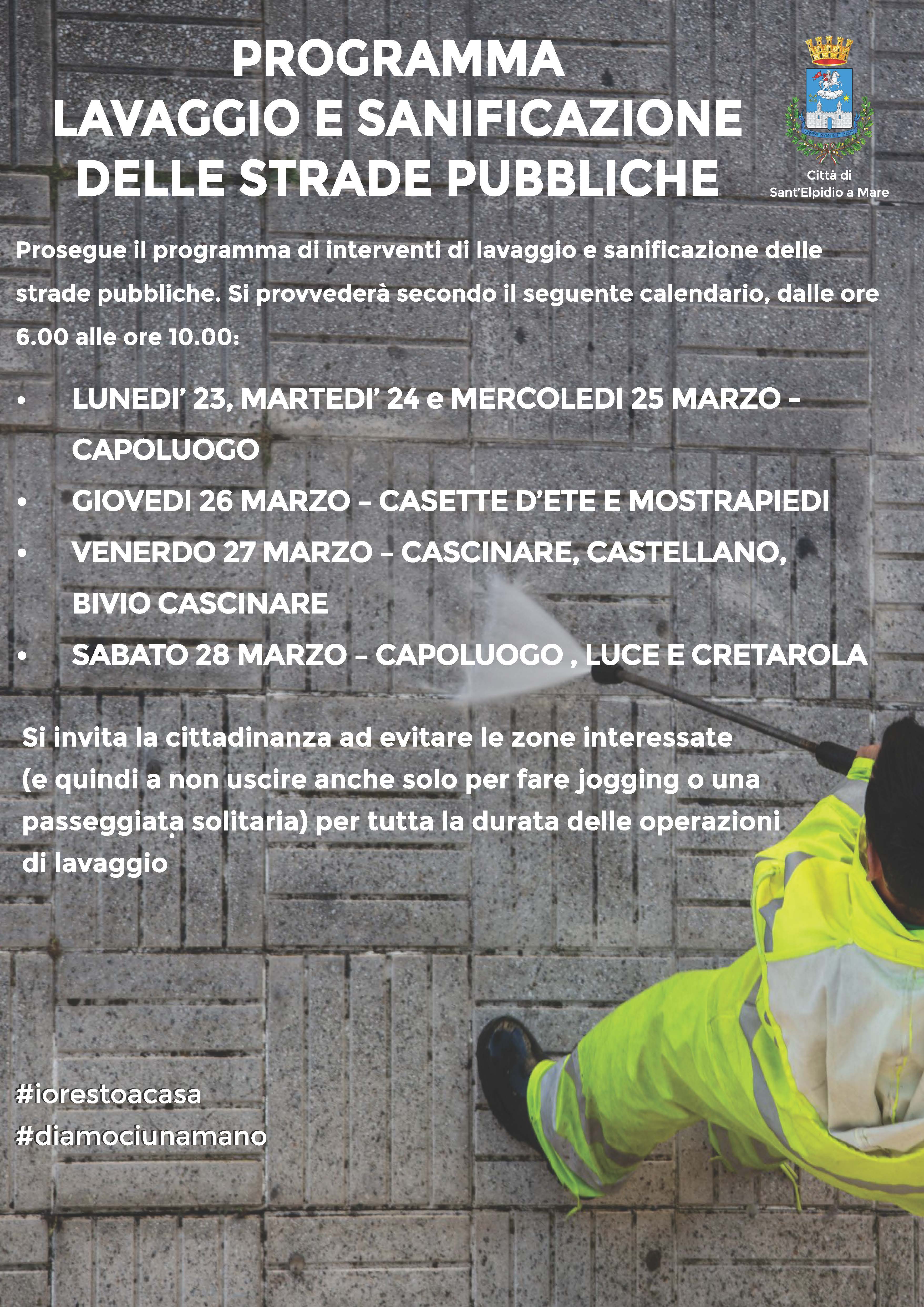 CORONAVIRUS - NUOVO PROGRAMMA SANIFICAZIONE STRADE